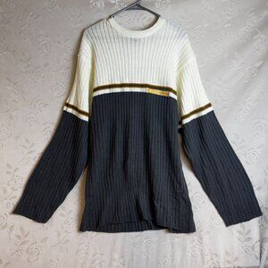 Vintage U.S. Polo Assn. Mens Ribbed Sweater XL Two-Tone Gray & Cream Pullover